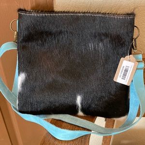 TTT Leather Goods Crossbody Longhorn HOH/Blue Denver NWT